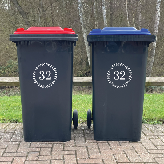 Outside Bin Vinyl Labels - Floral Circle