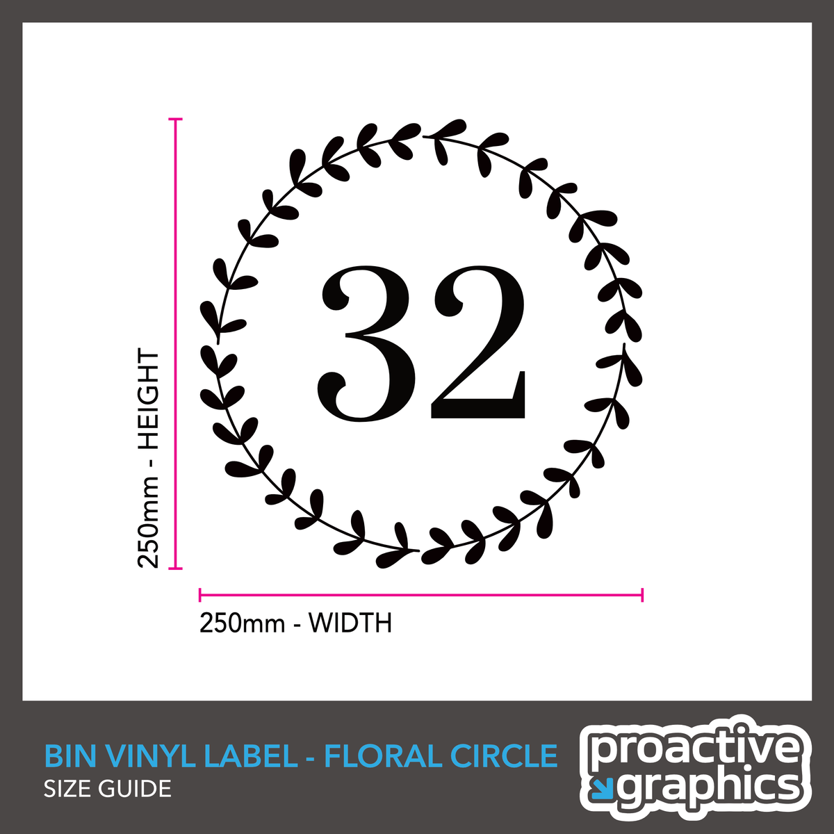 Outside Bin Vinyl Labels - Floral Circle