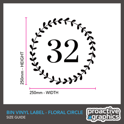 Outside Bin Vinyl Labels - Floral Circle