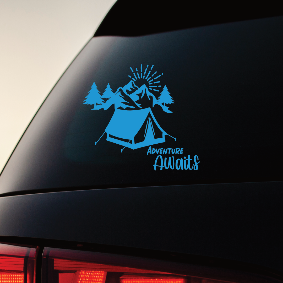 Camping - Adventure Awaits Vinyl Sticker