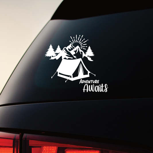 Camping - Adventure Awaits Vinyl Sticker