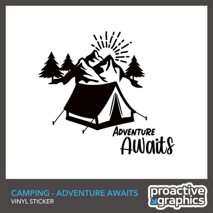 Camping - Adventure Awaits Vinyl Sticker