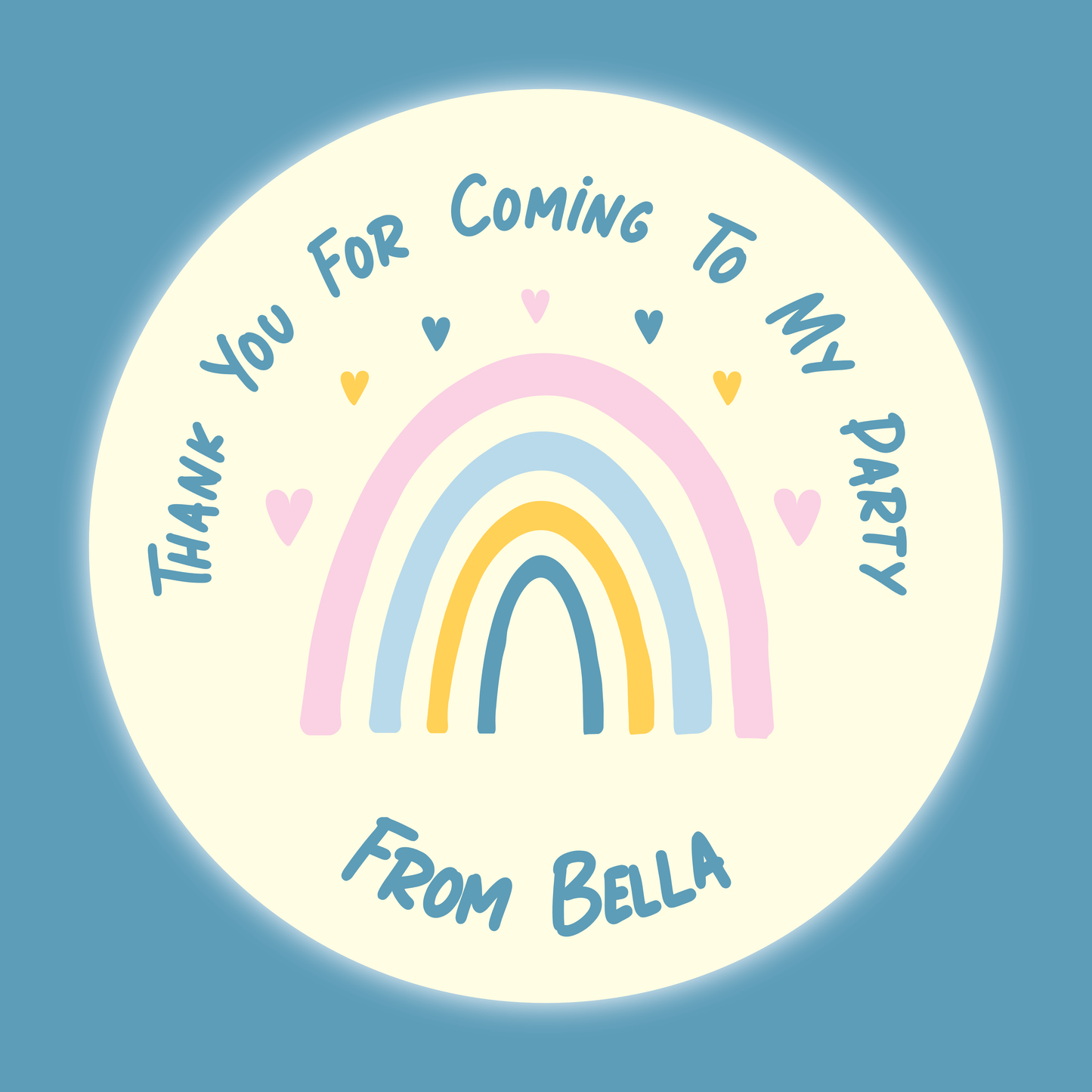 Rainbow - Party Stickers - Thank You