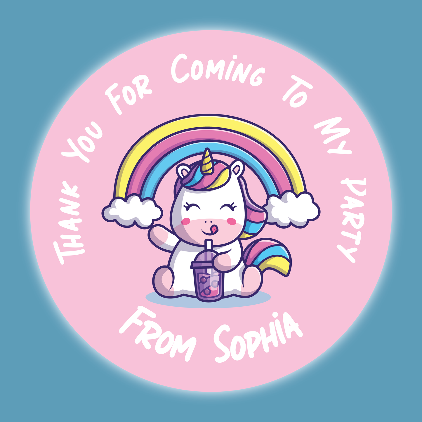 Unicorn - Party Stickers - Thank You