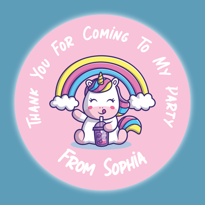 Unicorn - Party Stickers - Thank You