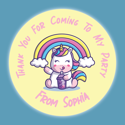 Unicorn - Party Stickers - Thank You