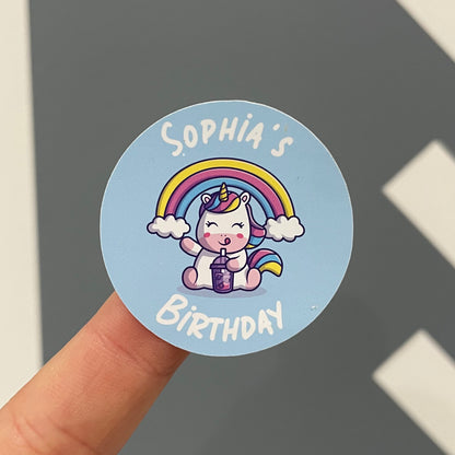 Unicorn - Party Stickers - Birthday
