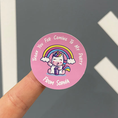 Unicorn - Party Stickers - Thank You
