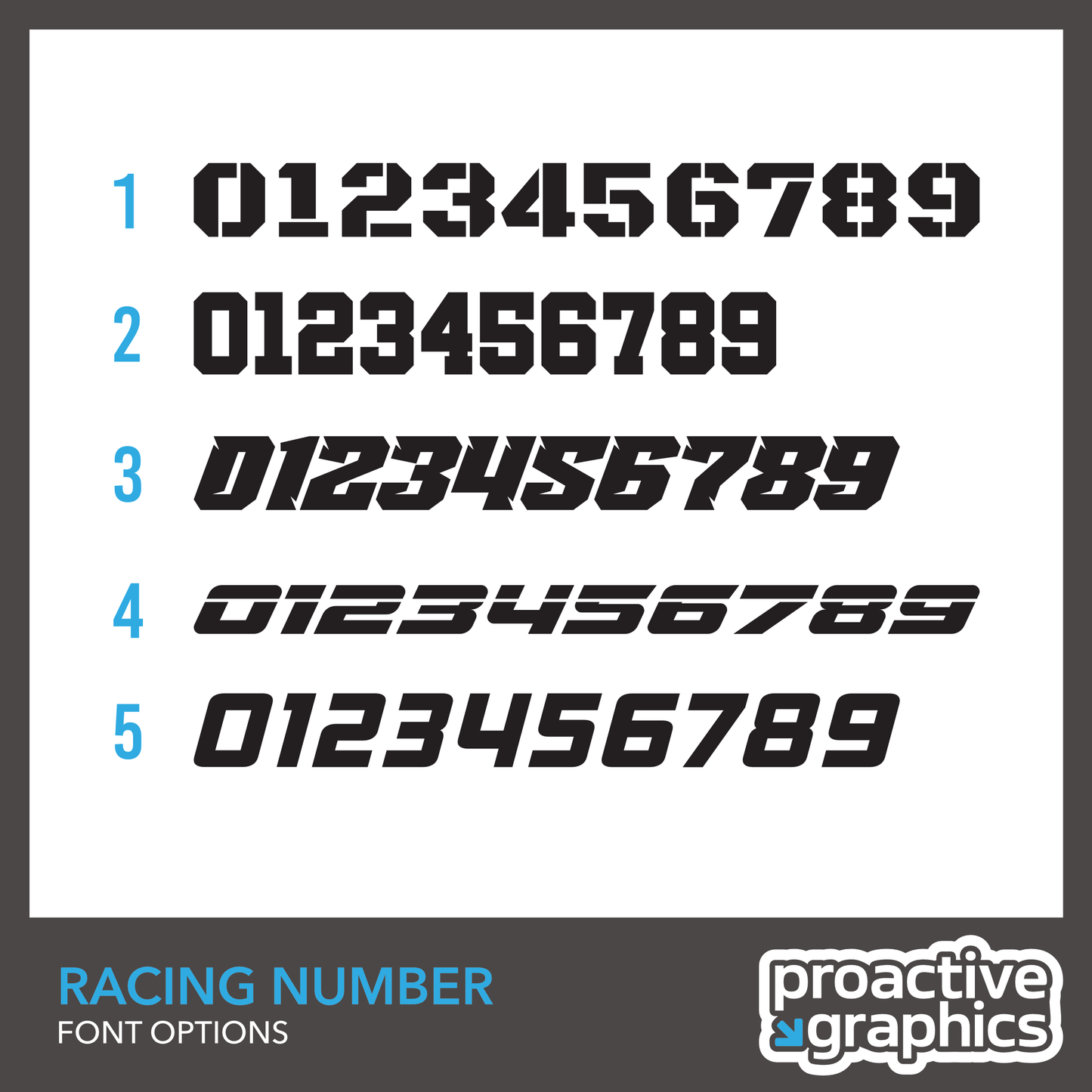 Racing Number Vinyl Graphics - Set of 3
