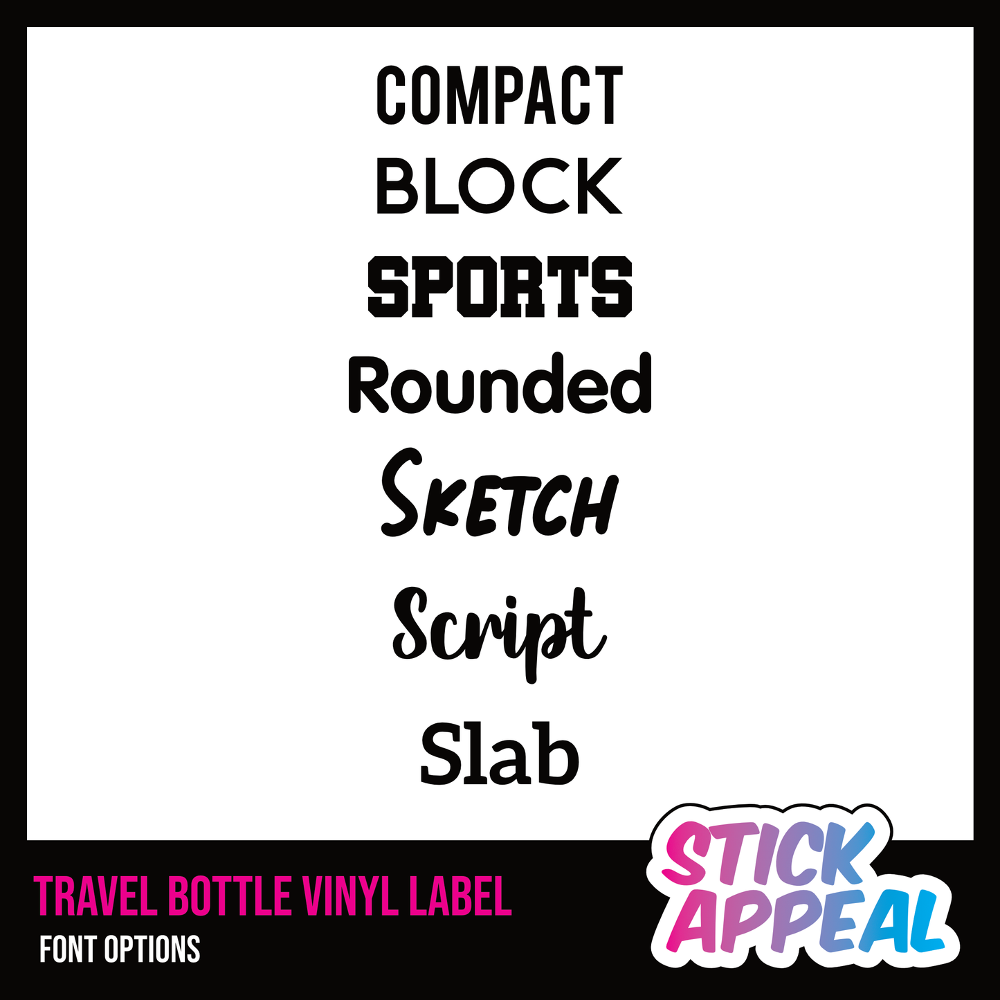Travel Bottle Vinyl Labels