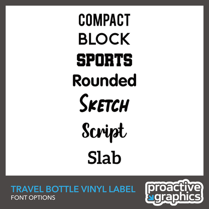 Travel Bottle Vinyl Labels