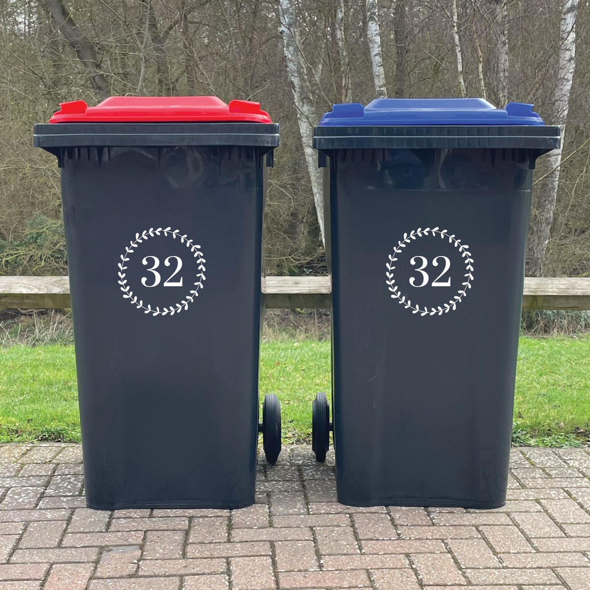 Outside Bin Vinyl Labels - Floral Circle